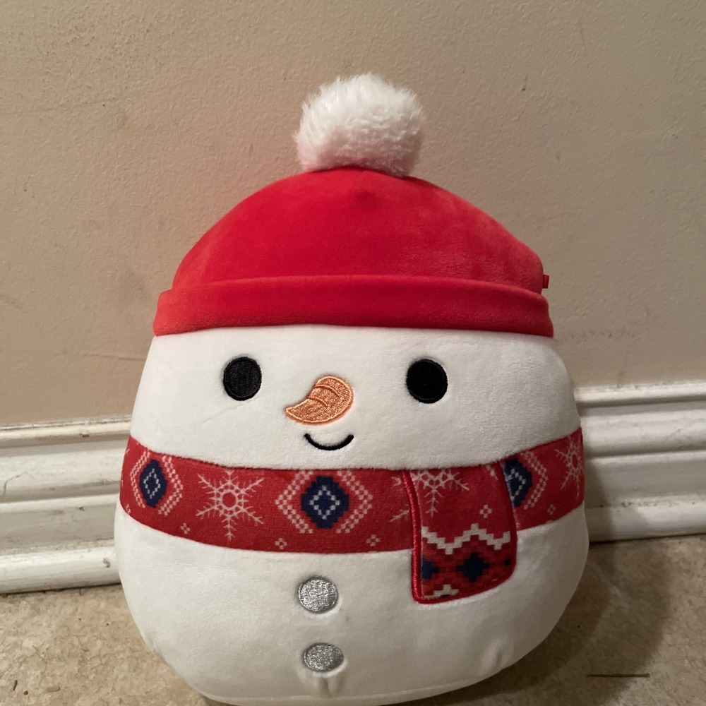 Squishmallows MANNY The Snowman 2023 Scarf Hat 7" Stuffed Plush Toy